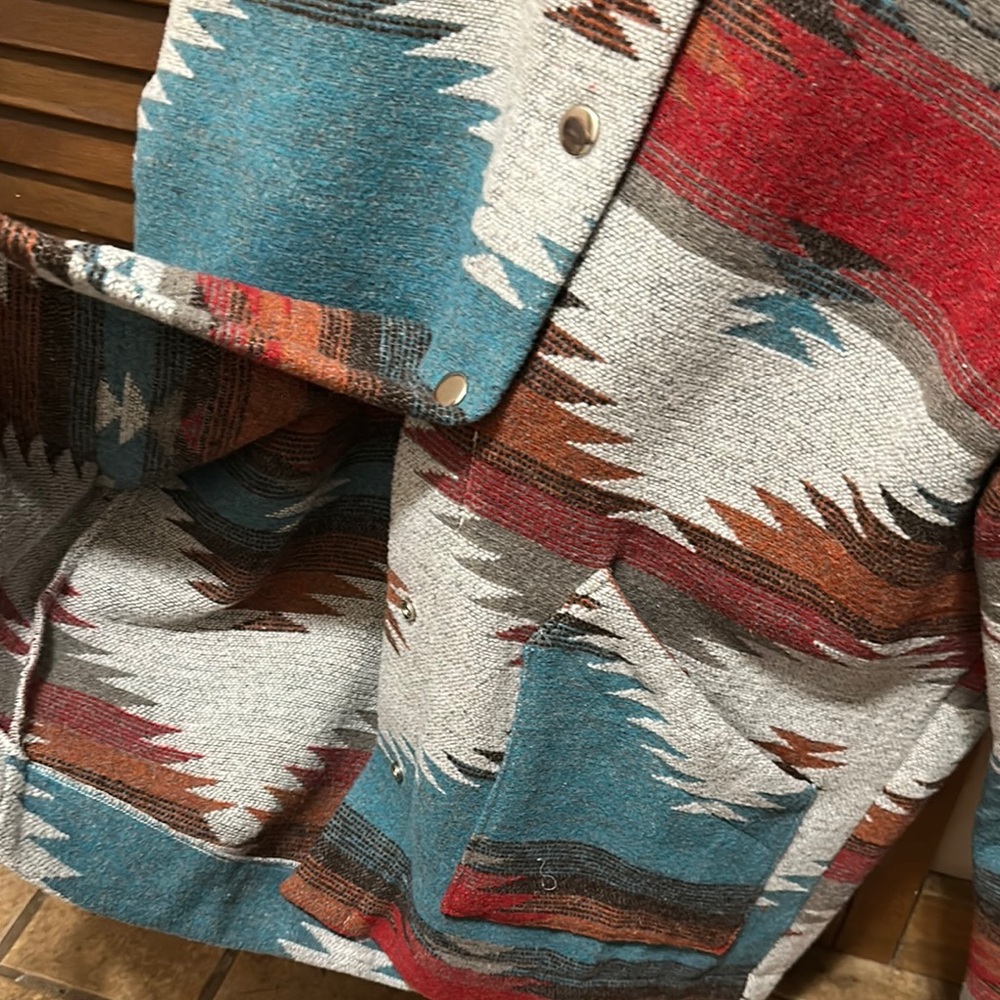 Colorful Aztec Patterned Button-Up Jacket - image 4